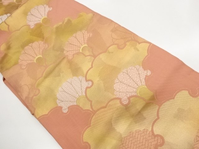 雪輪に菊尽くし模様織出し名古屋帯